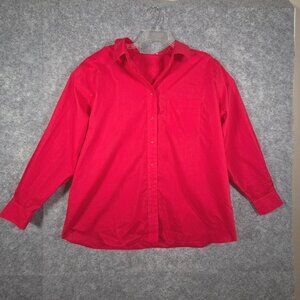 Foxcroft Wrinkle Free Blouse Button Up Shirt Plus Size 18W Solid Red